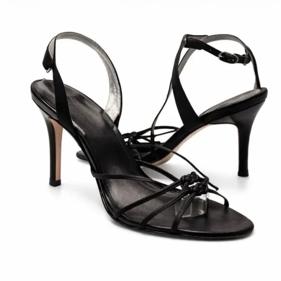 Dolce & Gabbana Black Strappy Knot Sandals Heels Ankle Strap 7.5 - Picture 2 of 3
